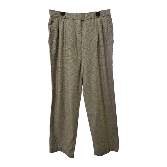 Bernard Zins Paris Saks Fifth Avenue Silk Wool Plaid Pants Made in France Size12